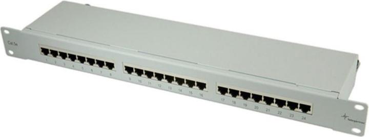 Produktbild Telegärtner TELEGAERTNER Patchpanel Cat5e 24Port RJ45 1HE 48,3cm 48,30cm (19") lichtgrau (26.11.0523)