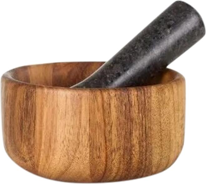 Produktbild AdHoc Mörser Taru, Akazienholz/Granit, D: 13 cm, H: 6,8 cm, Stössel D: 4 cm, H: 14 cm (13 x 6.80 cm)