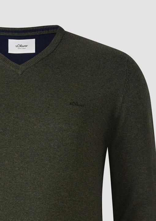 Produktbild s.Oliver Strickpullover Strickpullover mit Logo-Stickerei (XXL)