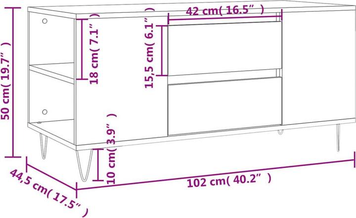 Image du produit vidaXL Couchtisch (102 x 44.50 x 50 cm)