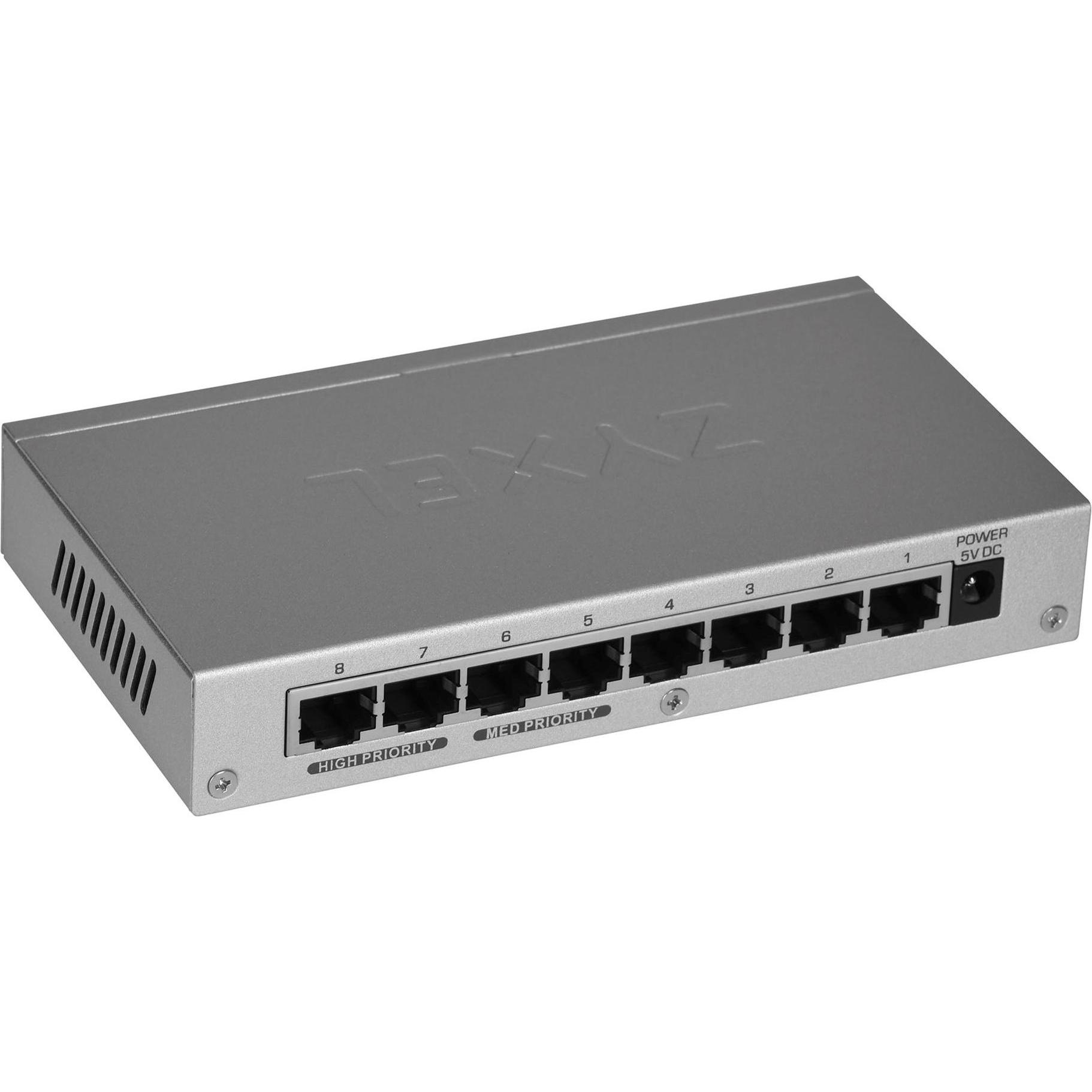 Thumbnail - Zyxel GS-108B v3 (8 Ports), Netzwerk Switch, Silber