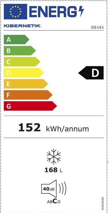 Energy Label Kibernetik GS161 (Stand-alone, 168 l)