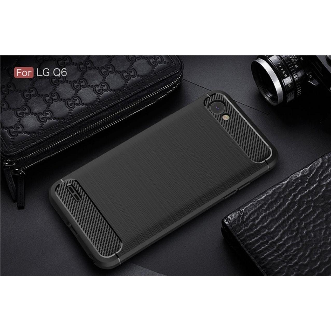 Thumbnail - Screenguard LG Q6 Hülle Carbon Brushed Soft TPU (LG Q6), Smartphone Hülle, Schwarz