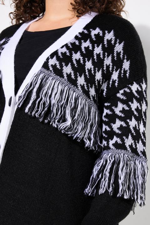 Produktbild Angel of Style Strickjacke, oversized, Hahnentritt, Fransen, Langarm (58)