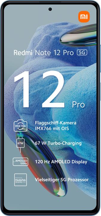 Image du produit Xiaomi Redmi Note 12 Pro (128 Go, Bleu ciel, 6.67", Double SIM, 50 Mpx, 5G)