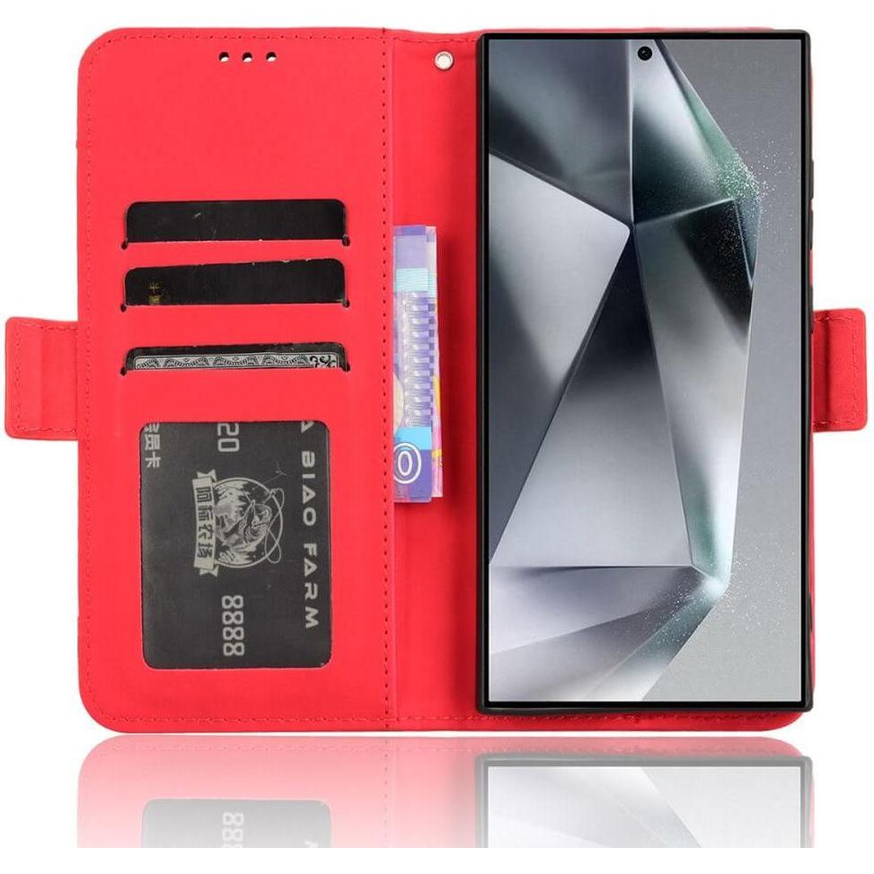 Thumbnail - Cover-Discount Etui viele Kartenfächer (Samsung Galaxy S24 Ultra), Smartphone Hülle, Rot