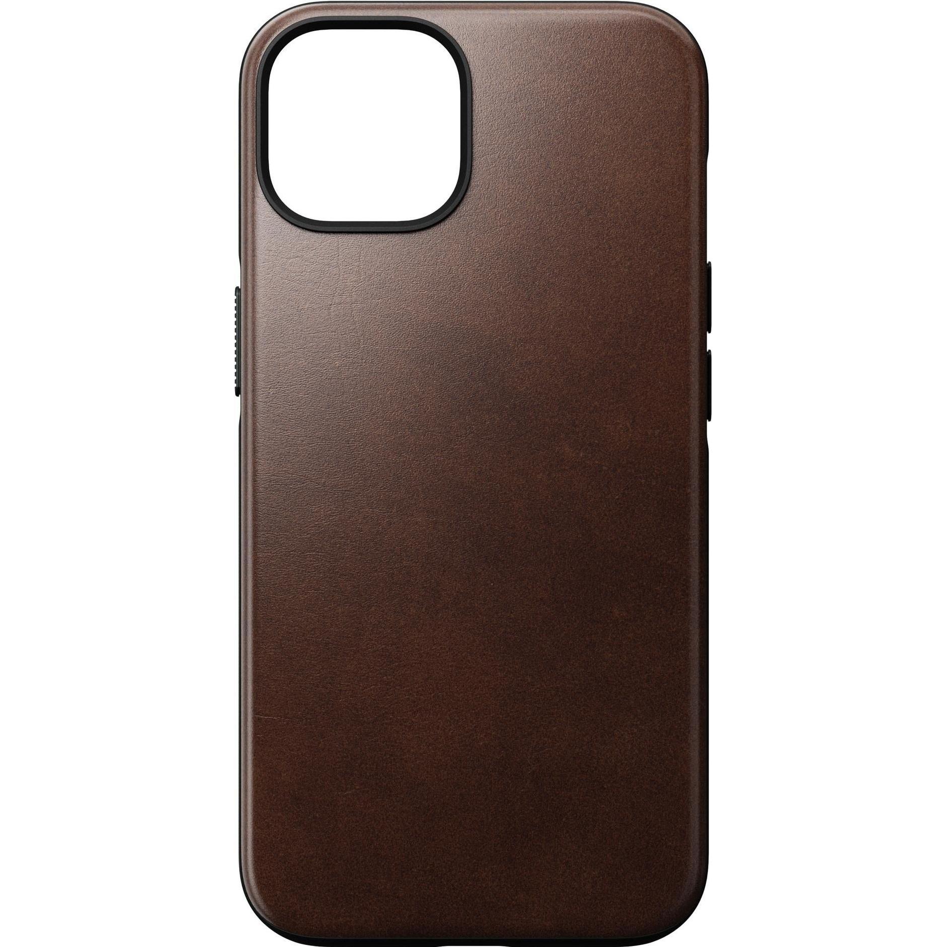 Nomad Back Cover Modern Leather Horween iPhone 14 Braun (Apple iPhone 14), Smartphone Hülle, Braun