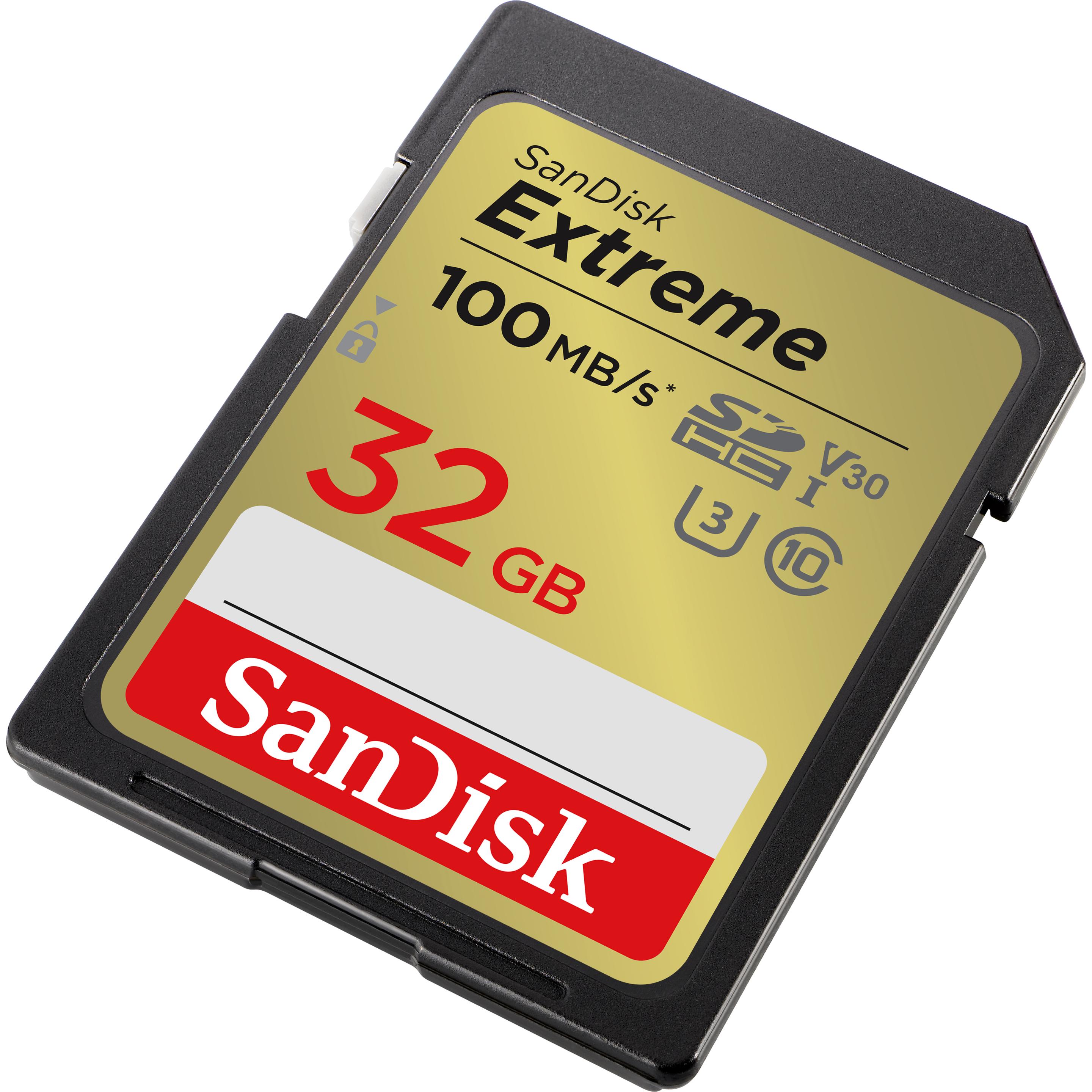 Thumbnail - SanDisk Extreme (32 GB, SDHC, U3, UHS-I), Speicherkarte, Schwarz, Gold, Rot