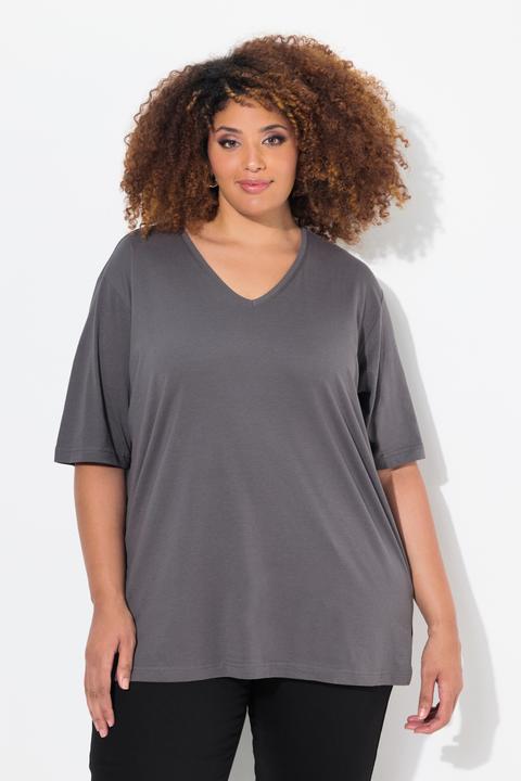 Image du produit Ulla Popken T-shirt coupe Relaxed Fit, décolleté en V et manches courtes (42, 44)