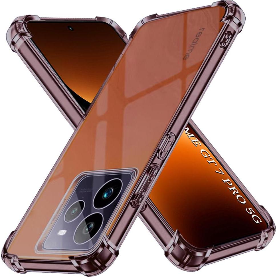 Techsuit - Shockproof Clear Silicone - Realme GT 7 Pro - Smoke Black (Realme GT 7 Pro), Cover smartphone, Nero, Trasparente