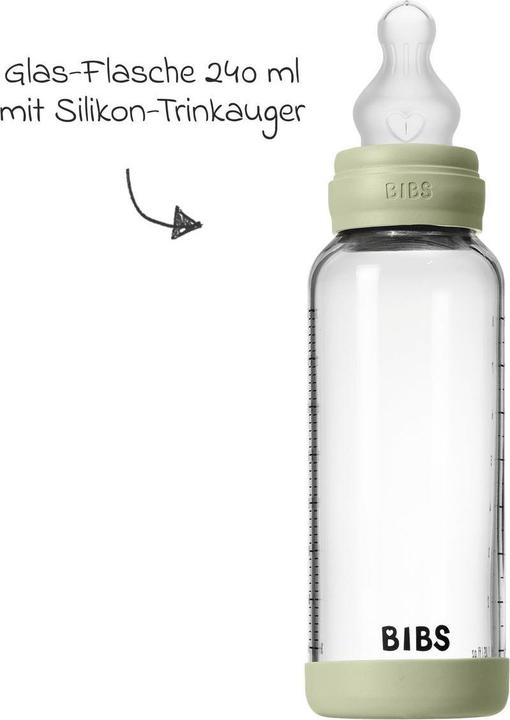 Actual product image Bibs Babyflaschen Glas-Flasche Baby Bottle Round 240 ml + Silikon-Trinksauger (240 ml)