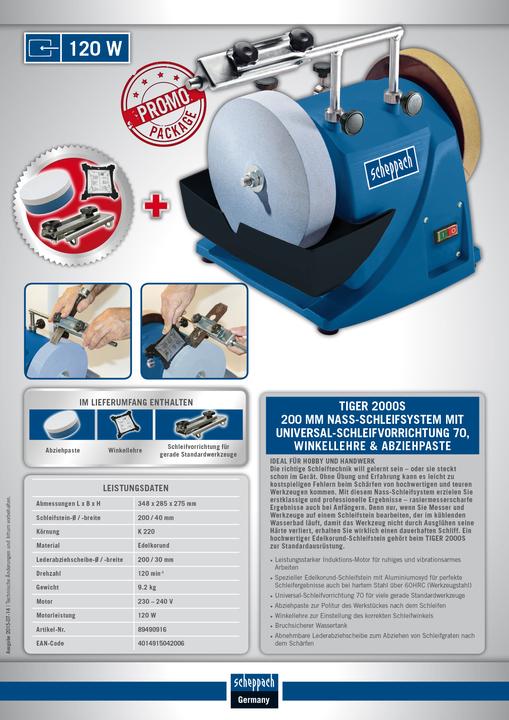 Image du produit Scheppach TIGER 2000S Système de ponçage à l'eau 230V 50Hz 120W (Ponceuse humide, 120 W)