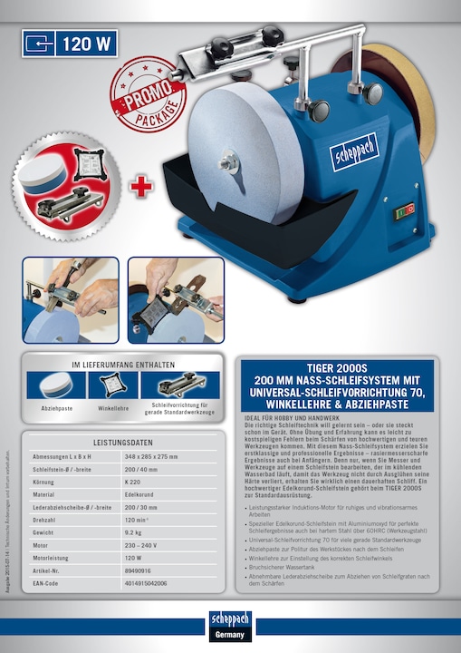 Produktbild Scheppach TIGER 2000S Nass-Schleifsystem 230V 50Hz 120W (Nassschleifer, 120 W)