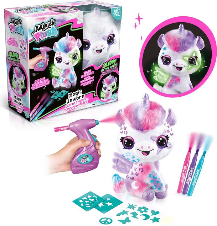 Actual product image Canal Toys Airbrush Plush - Glow in the Dark Unicorn (1274) (26 cm)