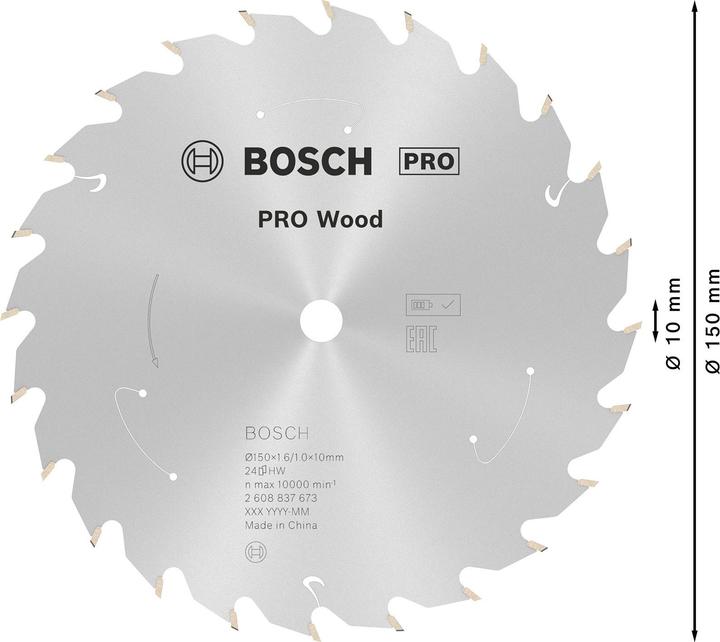 Produktbild Bosch Professional Zubehör PRO Wood cordless Kreissägeblatt, 150 x 1,6 x 10 mm