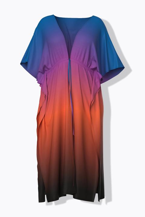 Actual product image Ulla Popken Palm Tree Gradient TIe Front Caftan (50, 52, 54, 56)