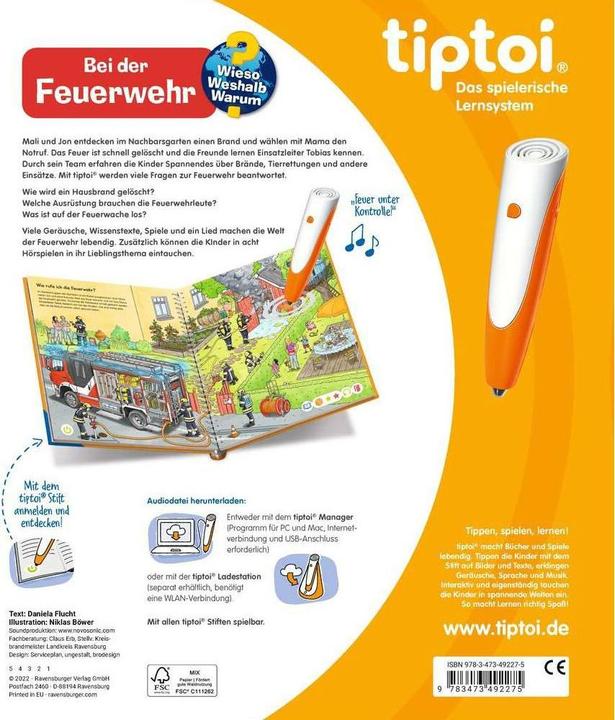 Actual product image tiptoi Bei der Feuerwehr (German, Daniela escape, Niklas Böwer, 2022)