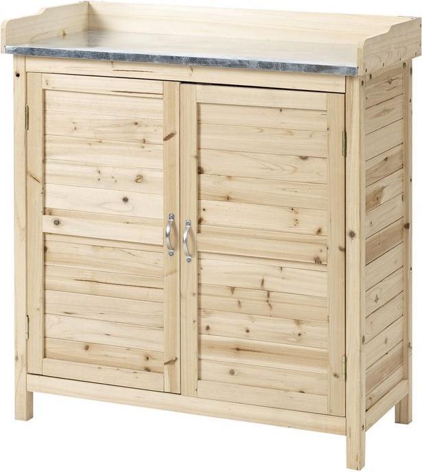 Swisshandel24 Gartenschrank Pflanztisch mit Unterschrank Holz, 2 Einlegeböden, 83 x 40 x 92 cm