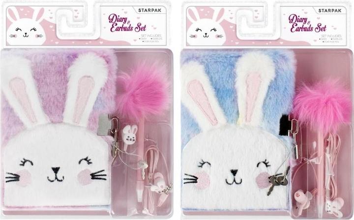 Actual product image Starpak Plush rabbit diary pen + headphone mix (Plain, Soft cover)