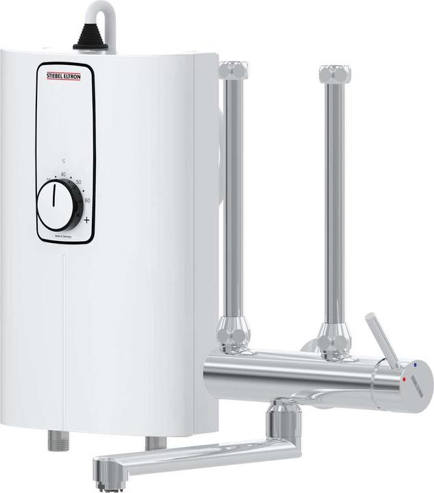 Produktbild Stiebel Eltron DCE 11/13 H + MEKD Elektronischer Kompakt-Durchlauferhitzer + Armatur für die Küche, Übertisch, VDE