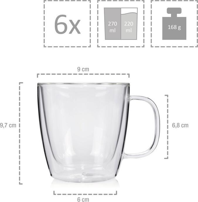 Produktbild Sänger Geschirr Doppelwandige Gläser mit Henkel (0.25 l, 6x)