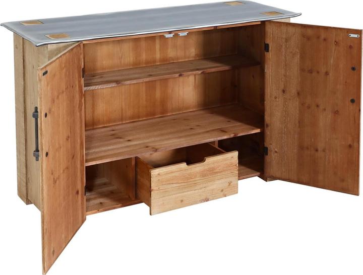 Actual product image Mendler Sideboard HWC-L76, industrial solid wood 80x120x48cm, natural with metal look (80 x 120 x 48 cm)