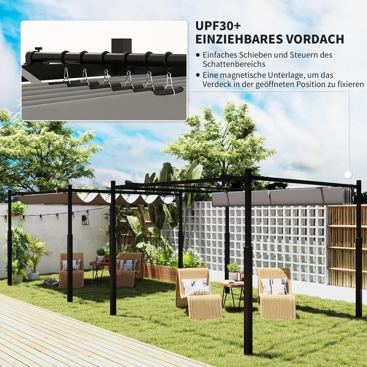 Immagine prodotto Outsunny Pergola Metall, Polyester Grau (298 cm, 298 cm)