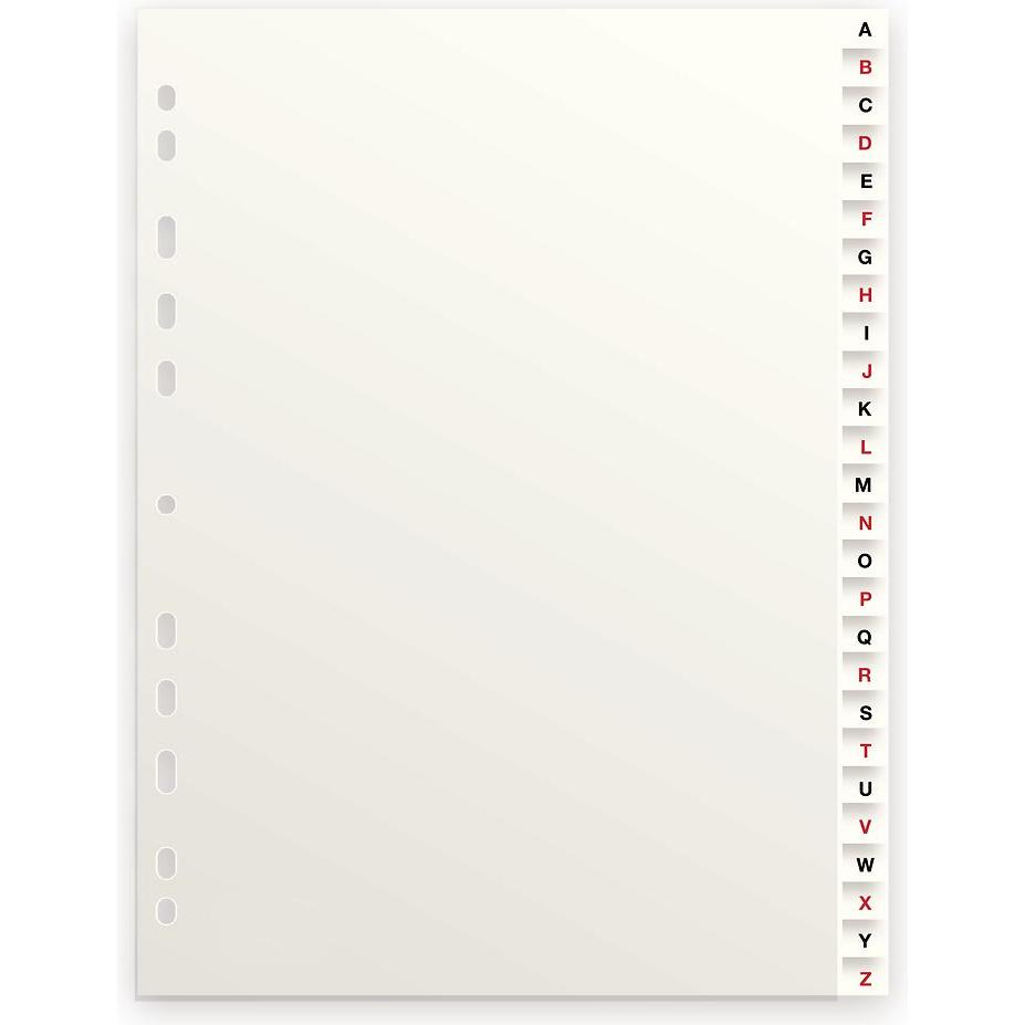 Elba, Ordner Zubehör, Kartonregister, A-Z, ohne "ST"/"SCH", A4, 26 Abschnitte Masse: (B)210 x (H)297 mm, schwarz/rot
