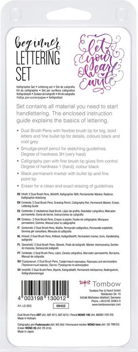 Actual product image Tombow Lettering set for beginners (Black, 6 x)