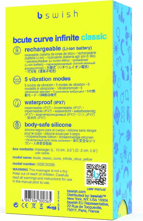 Actual product image Bswish B Swish - Bcute Curve Infinite Classic Vibrador Recargable Silicona Amarillo