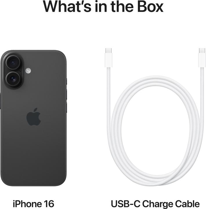 Produktbild Apple iPhone 16 (256 GB, Black, 6.10", SIM + eSIM, 48 Mpx, 5G)