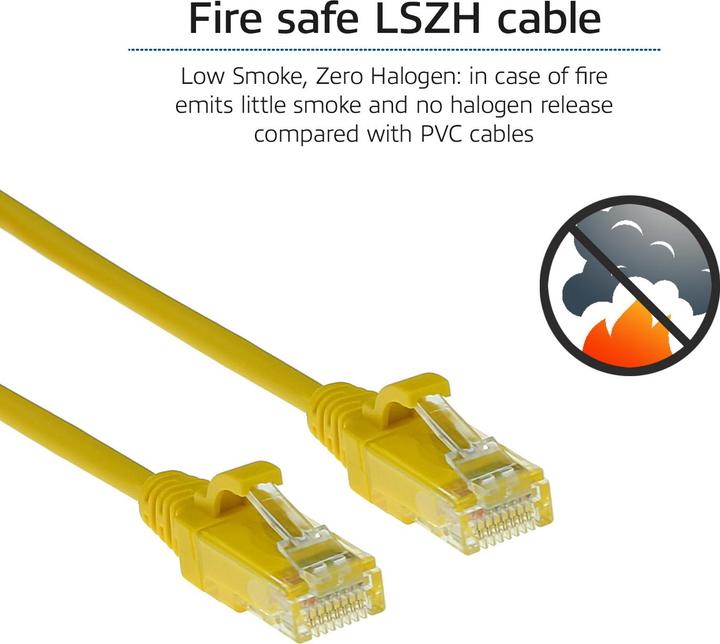 Actual product image Yellow 1.5 meter LSZH U/UTP CAT6 datacenter slimline patch cable snagless with RJ45 connectors (U/UTP, CAT6, 1.50 m)