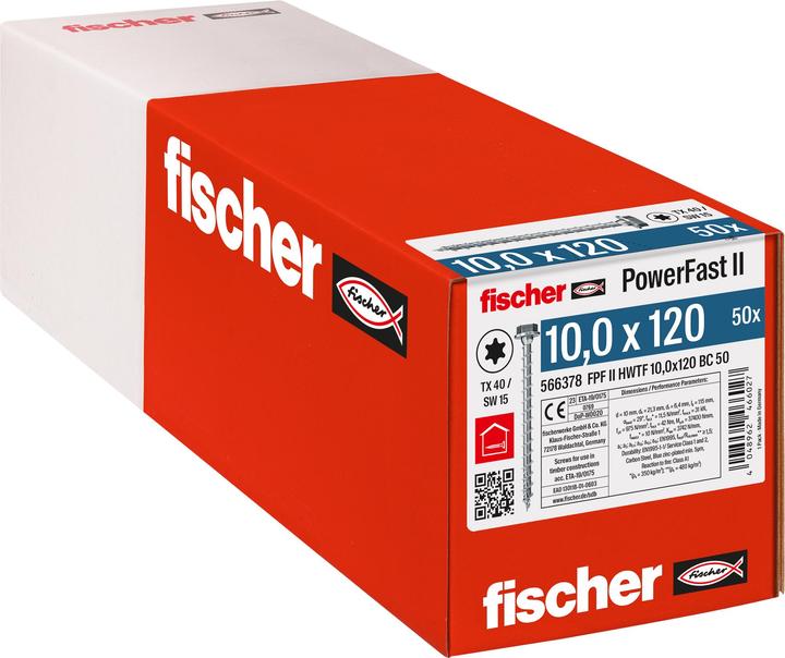 Produktbild Fischer Holzschraube PowerFast II 10,0x120 6kant TX blvz 50 (50 Schrauben pro Stück)