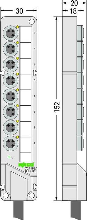 Produktbild Wago Sensor/Aktorbox passiv M8-Vert