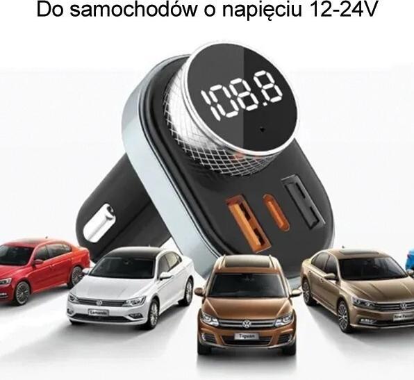 Produktbild Awei zestaw głośnomówiący C-843 z transmiterem FM, Bluetooth 5.0, MP3, 1xUSB+1xUSB-C czarny/black