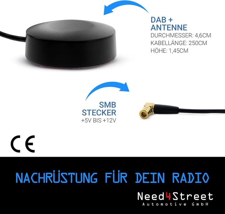 Produktbild Need4Street DAB+ Autoantenne mit Verstärker und SMB-Stecker