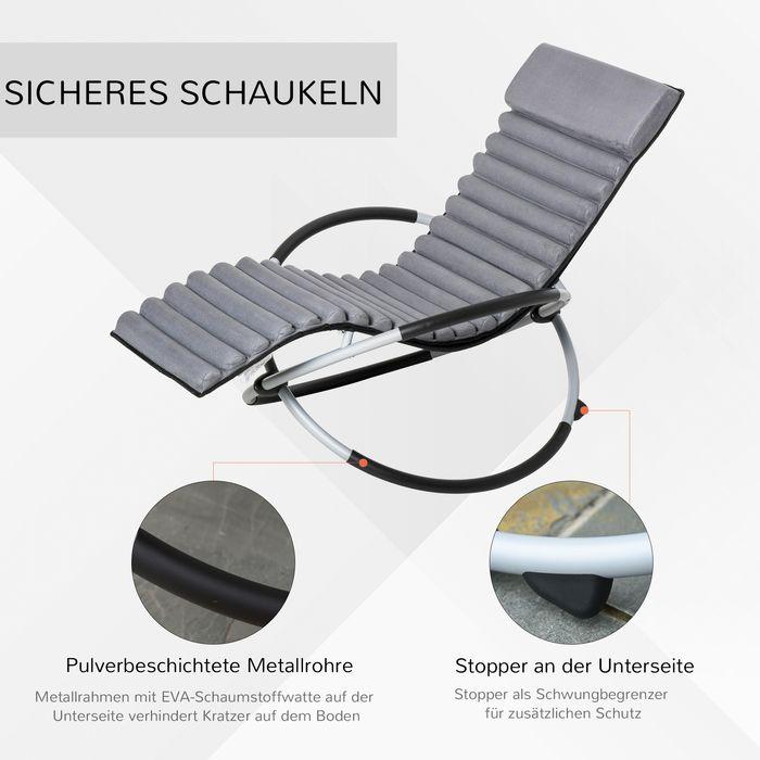 Produktbild Swisshandel24 Schaukelstuhl ergonomischer 2 In 1 Schwingsessel Gartenstuh Schaukelliege Metall Texteline kugelförm