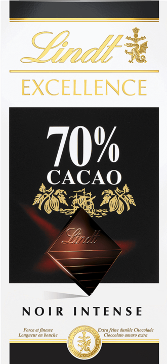 Image du produit Lindt Tablette de chocolat noir Excellence 70% Cacao (100 g)