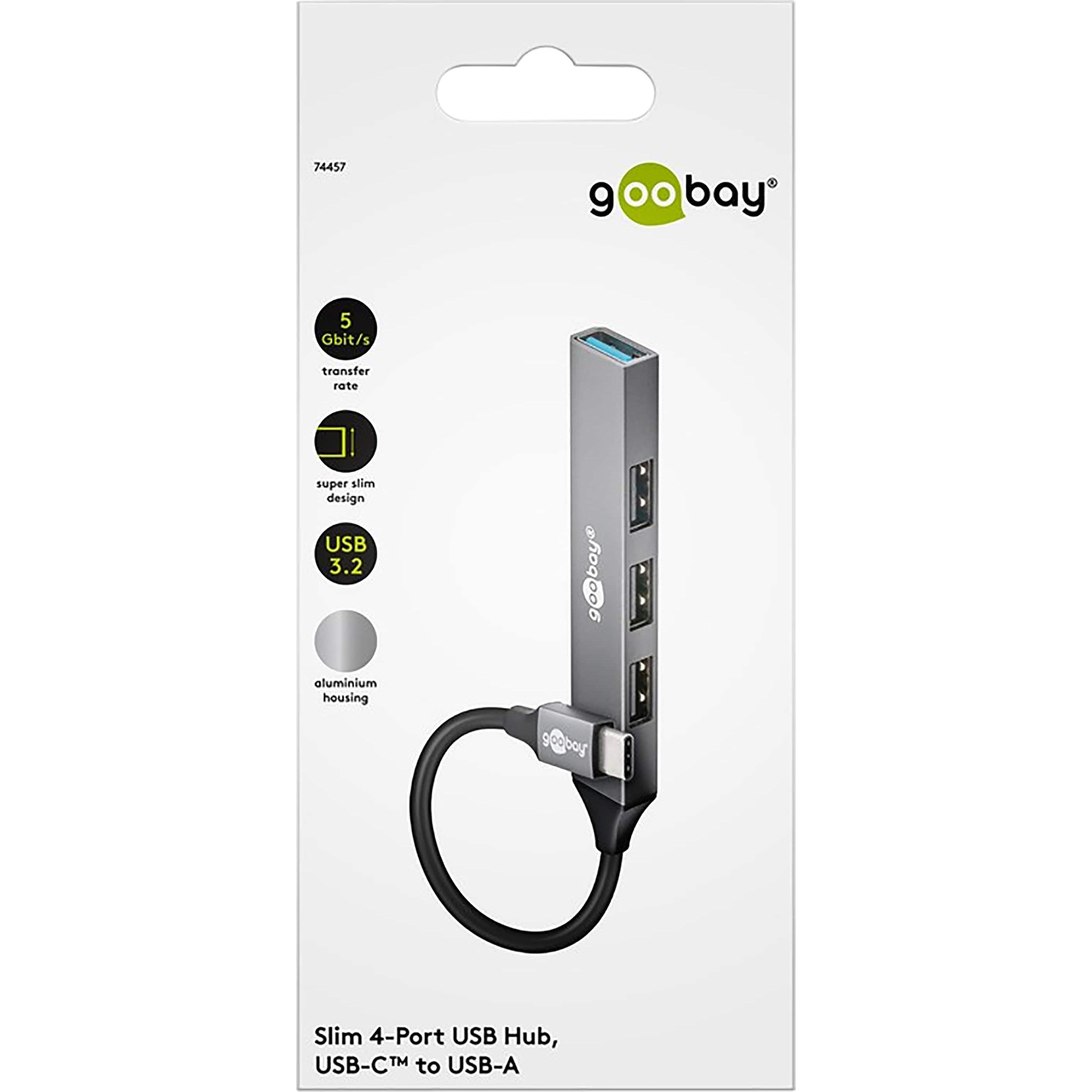 Thumbnail - Goobay Slim (USB-C, 4 Ports), Dockingstation + USB Hub, Grau