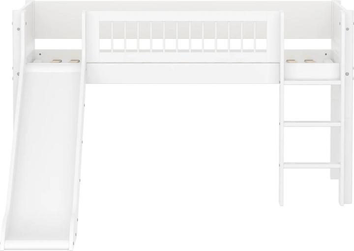 Produktbild Flexa Halbhohes Bett White mit gerader Leiter Streben und Rutsche (90 x 200 cm)
