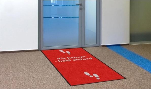 Produktbild Jobmate Entremåtte Classic Vis hensyn - hold afstand rød 85x150cm