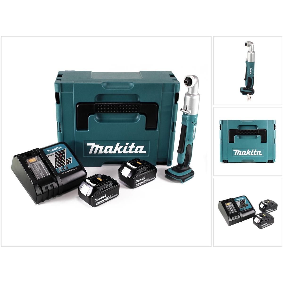 Makita, Bohrmaschine + Akkuschrauber, DTL 061 RGJ Akku Winkelschlagschrauber 18V 1/4" 60Nm + 2x Akku 6,0Ah + Ladegerät +...
