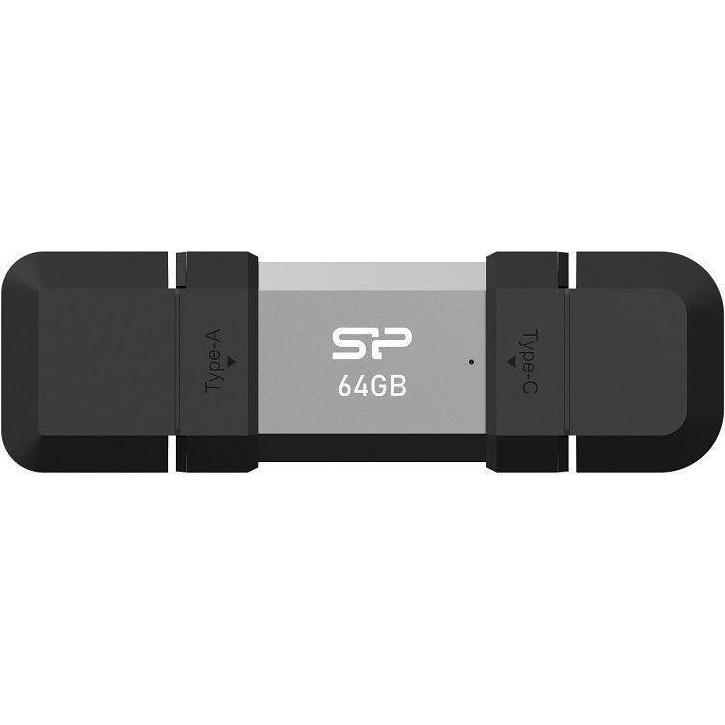 Thumbnail - Silicon Power 64 GB, USB TYPE-A and TYPE-C FLASH DRIVE, MOBILE C51, Silver (64 GB, USB-C, USB-A), USB Stick, Silber