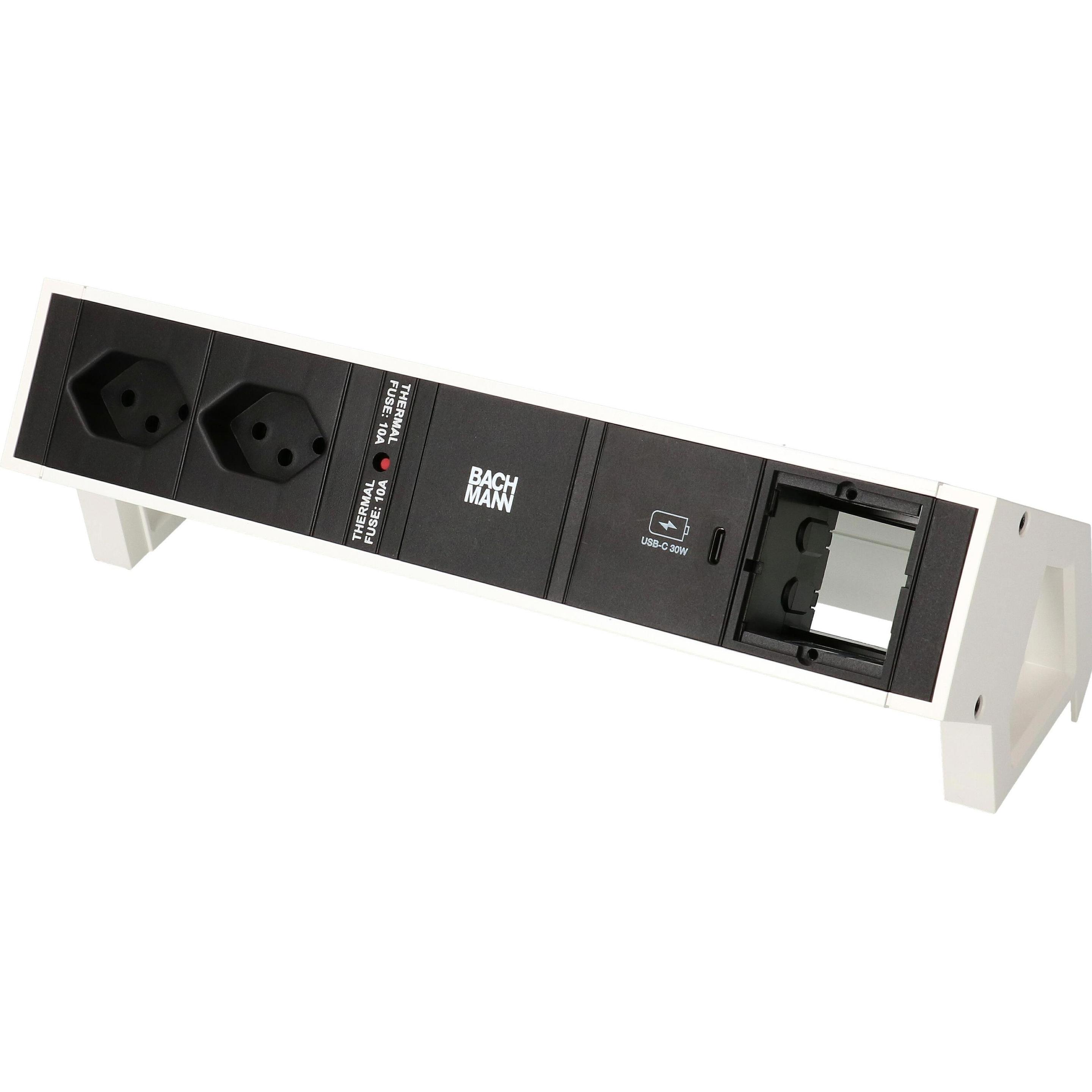 Bachmann, Steckdosenleiste, Tischsteckdosenleiste DESK 2, 2x T13, 1x USB C, 1x Custom (2 x, Typ 13, 0.20 m)