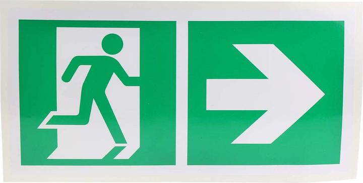 Image du produit RS PRO Vinyle vert/blanc Étiquette de sortie de secours, sans éclairage