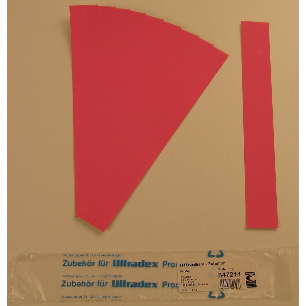 Ultradex, Kartenaufbewahrung, Einsteckkarten für 20mm Einsteckschiene 40x17mm VE=170 Stück magenta