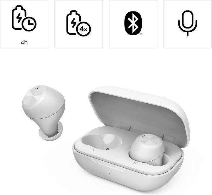 Productafbeelding Thomson WEAR7701W Bluetooth® Hoofdtelefoon, In-Ear, Echt Draadloos, Microfoon, Wit (4 h, Draadloze)