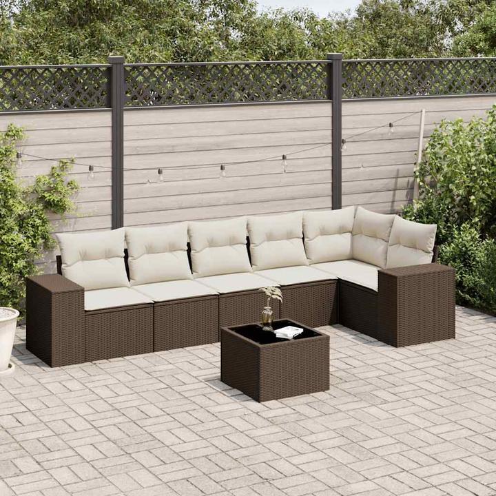 Actual product image vidaXL Garden furniture sofa set lounge set 7-piece brown poly rattan