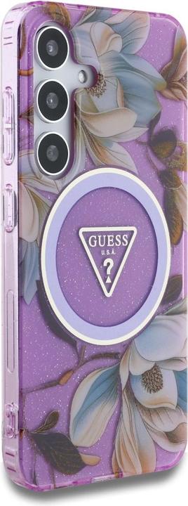 Image du produit Guess Etui Glitter Flowers Triangle Buttons MagSafe do Samsung Galaxy S25 fioletowy (Samsung Galaxy S25)