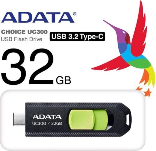 Image du produit Adata USB 32GB UC300 bkgn 3.2 Interface USB Type C USB 3.2 Gen 1 (32 Go, USB-C)